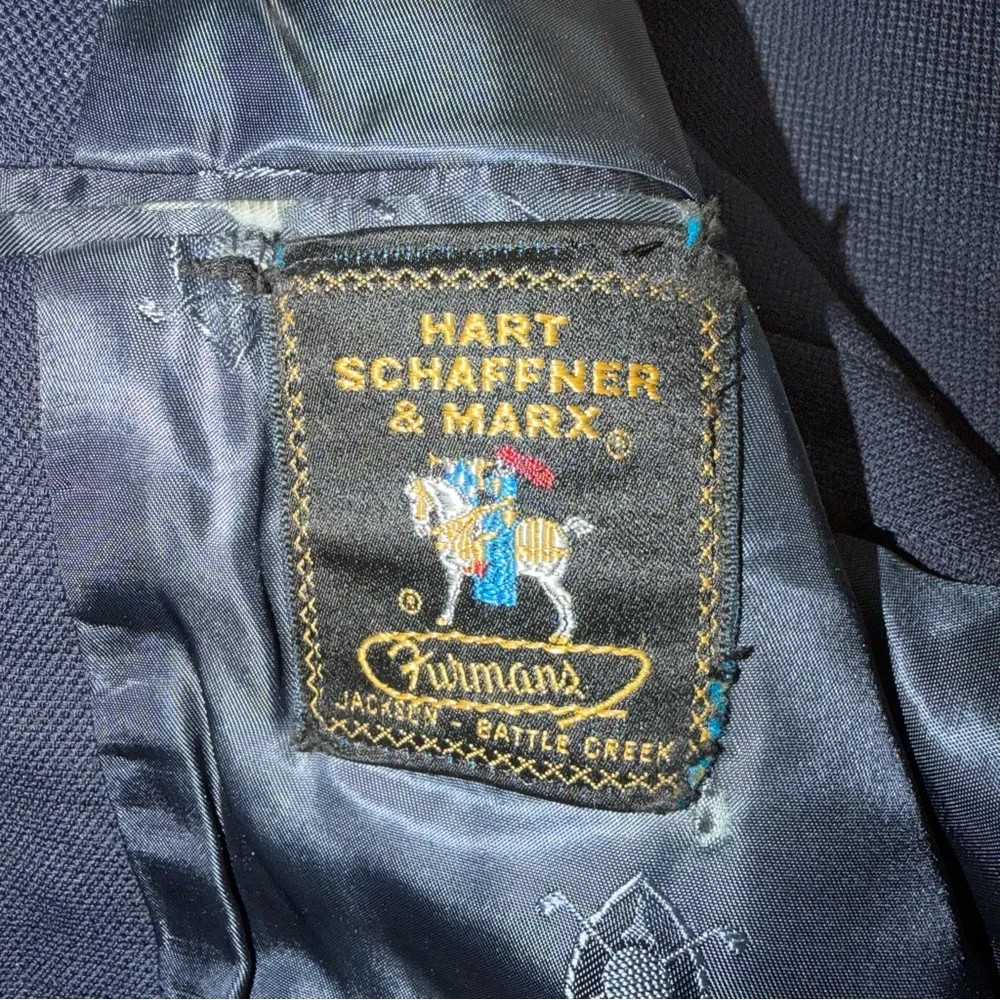 Hart Schaffner Marx Classic Navy Men's Blazer Sport‎ Coat Formalwear size 44R